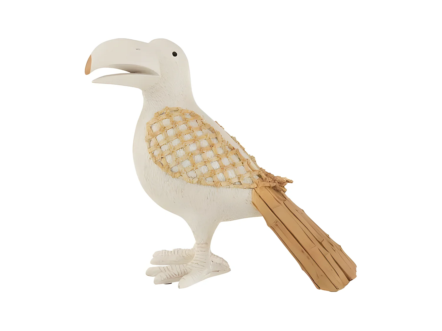 Statuette Déco "Toucan" 38cm Blanc & Naturel