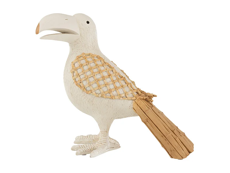 Statuette Déco "Toucan" 38cm Blanc & Naturel