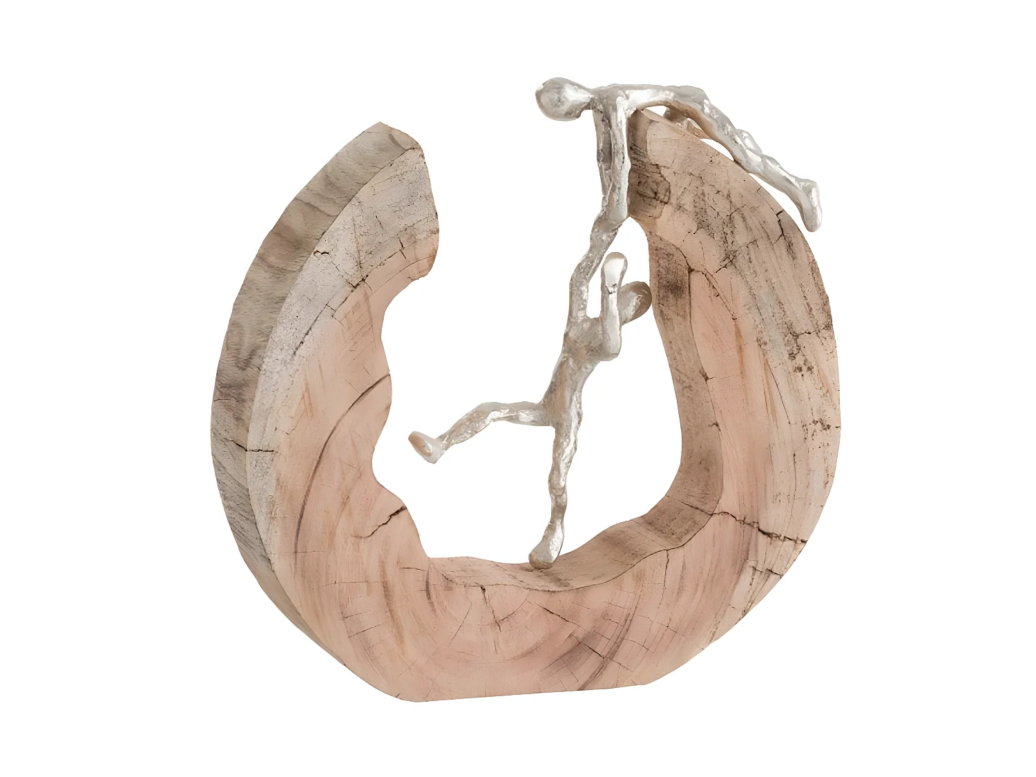 Statuette Déco "Binôme" 38cm Naturel & Argent