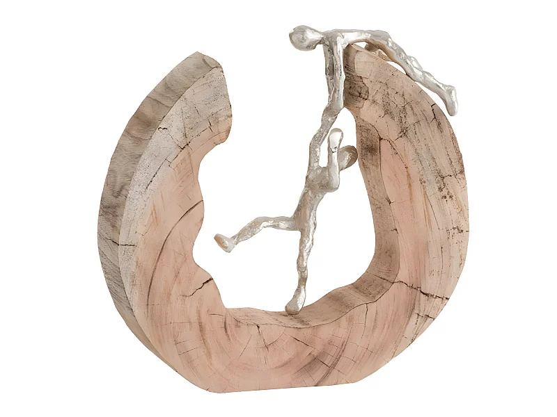 Statuette Déco "Binôme" 38cm Naturel & Argent