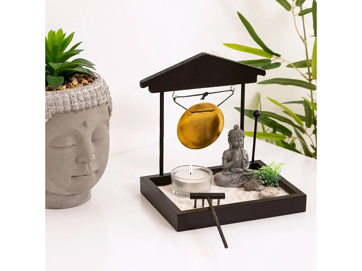 Jardin Zen Bouddha "Tori" 16cm Noir