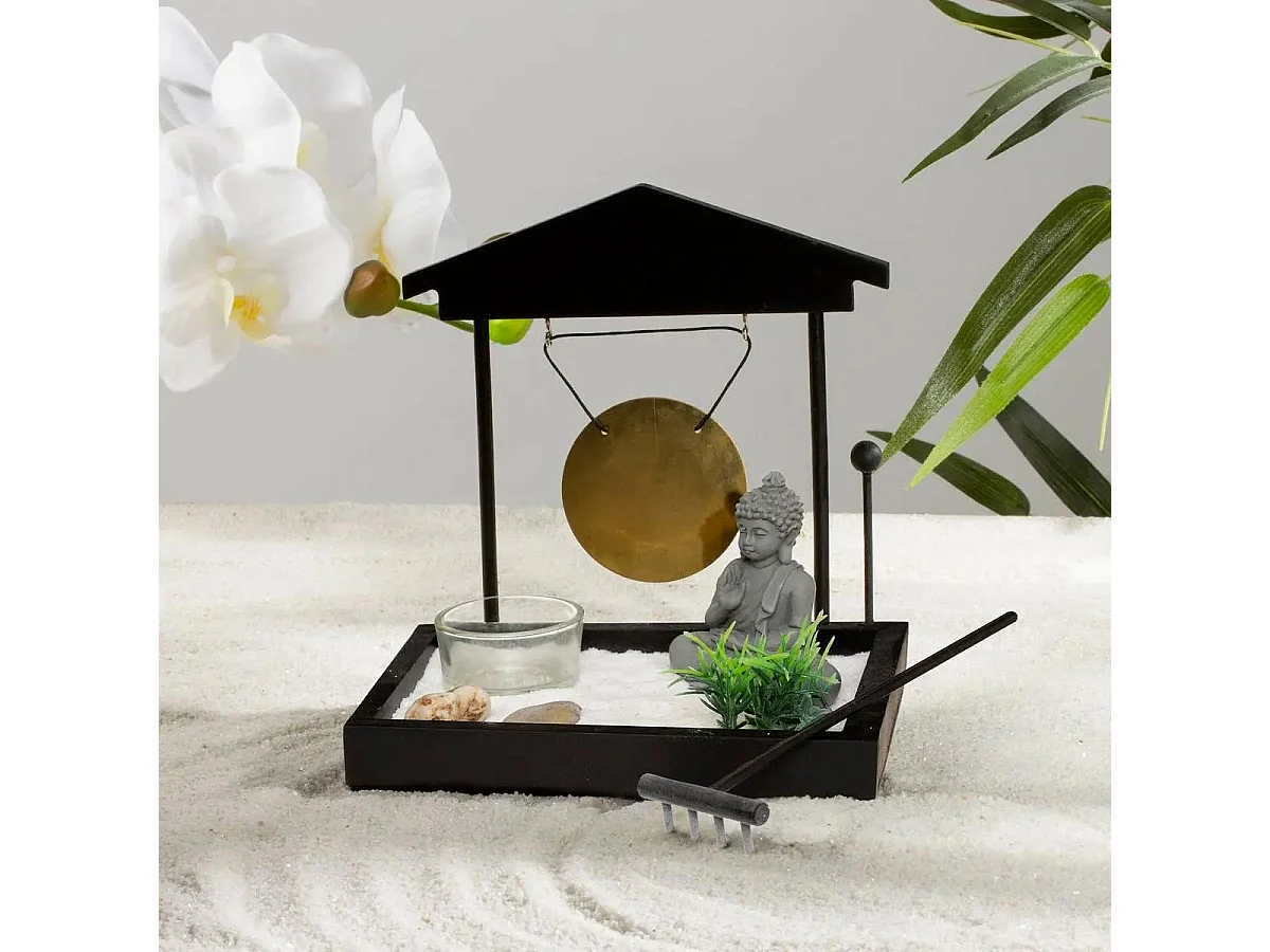 Jardin Zen Bouddha "Tori" 16cm Noir