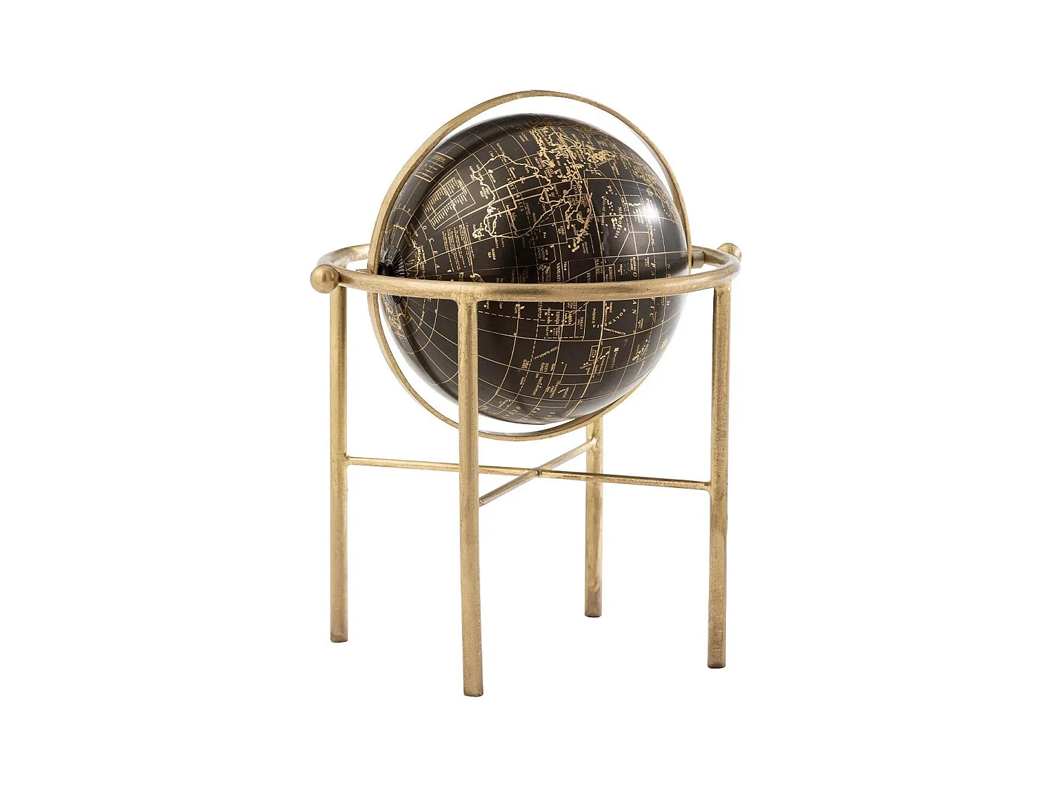 Globe Terrestre sur Pied "Vintage" 30cm Or & Noir