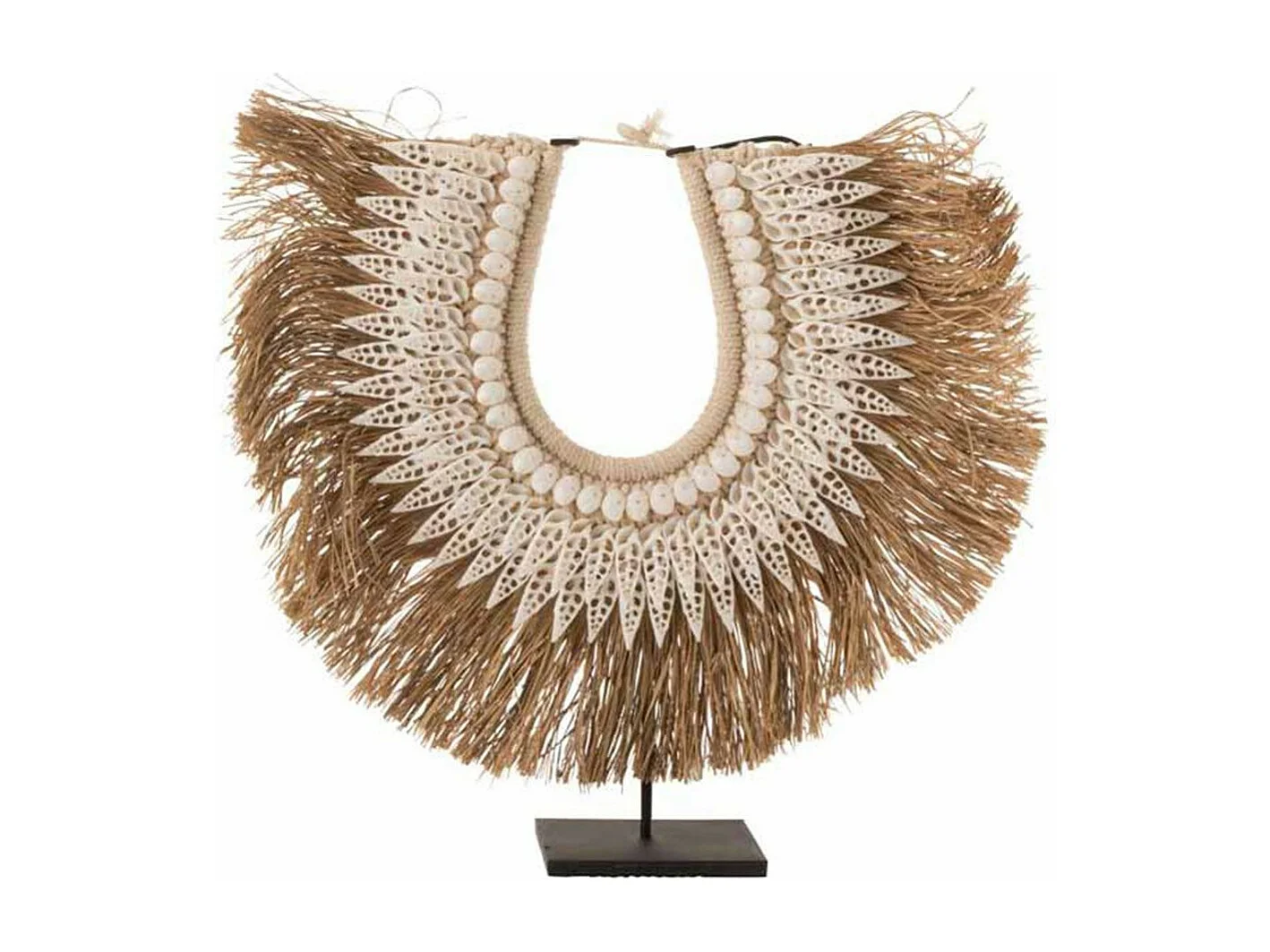 Collier Déco en Bois "Dora" 45cm Naturel & Blanc
