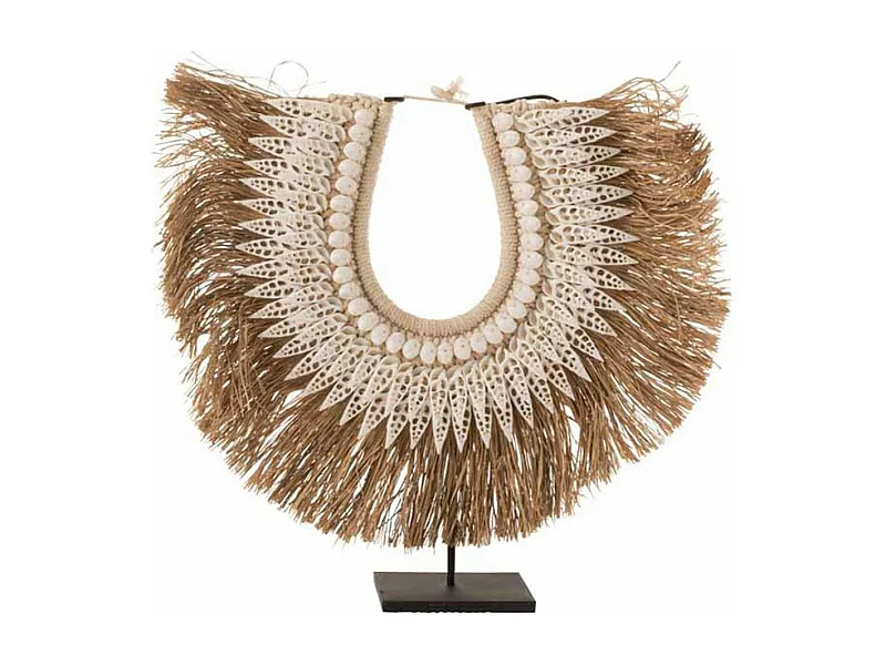 Collier Déco en Bois "Dora" 45cm Naturel & Blanc