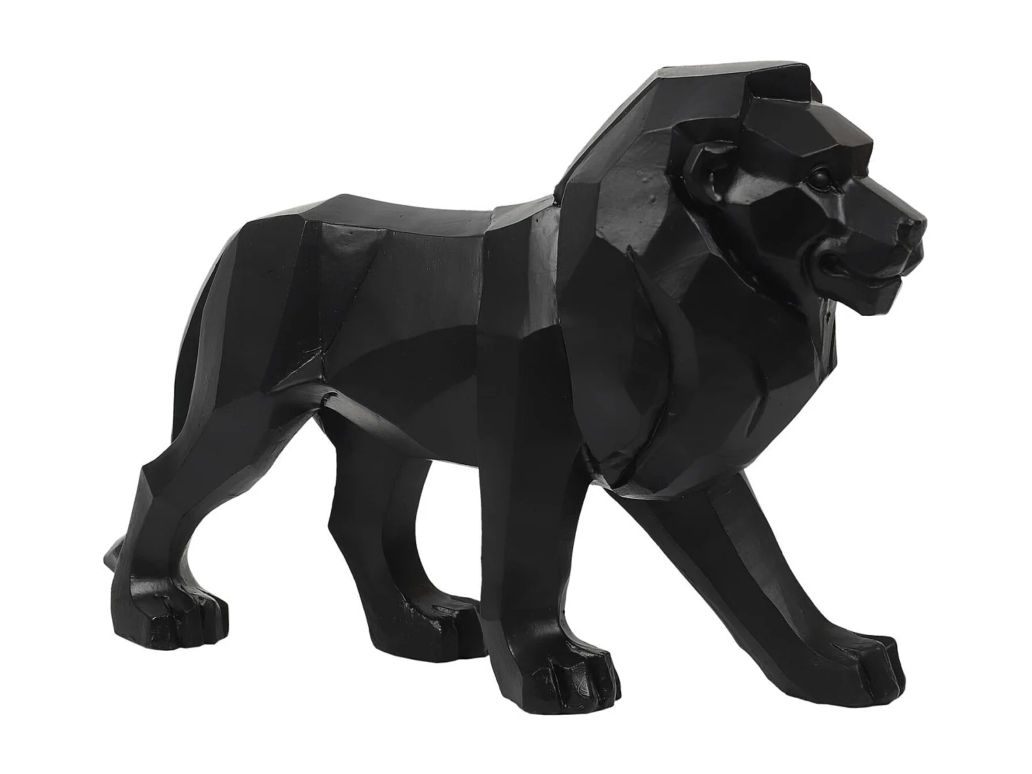 Statuette Déco "Lion Origami" 33cm Noir