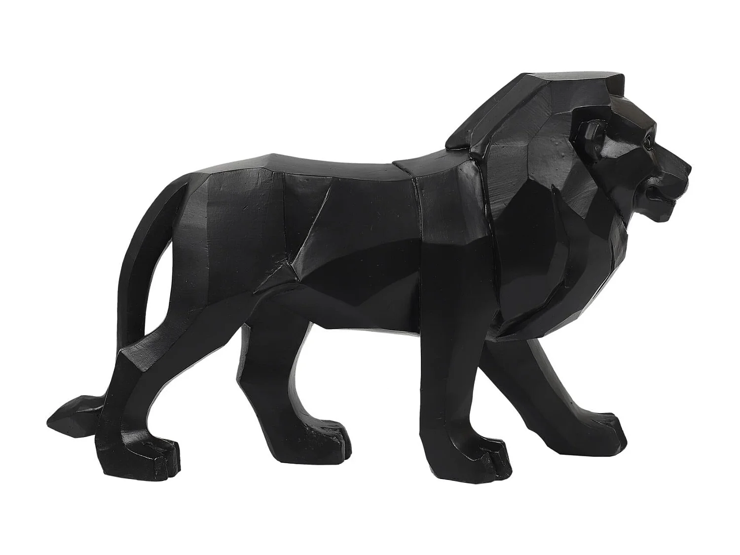 Statuette Déco "Lion Origami" 33cm Noir