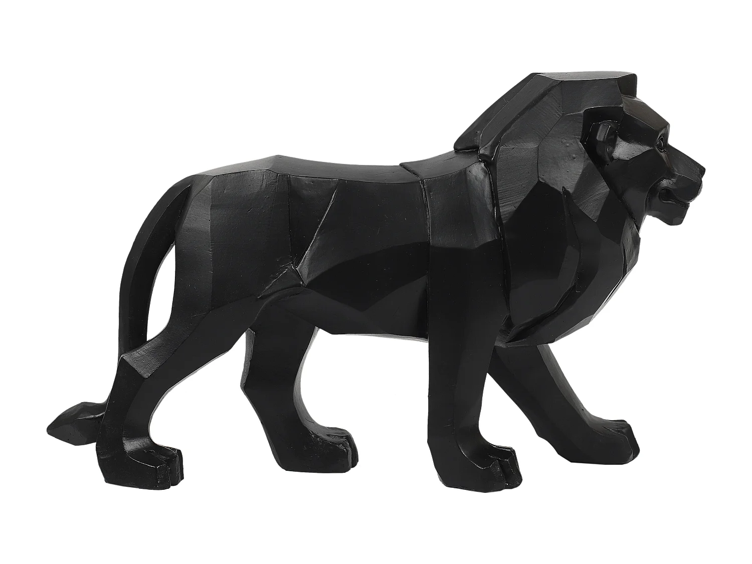 Statuette Déco "Lion Origami" 33cm Noir