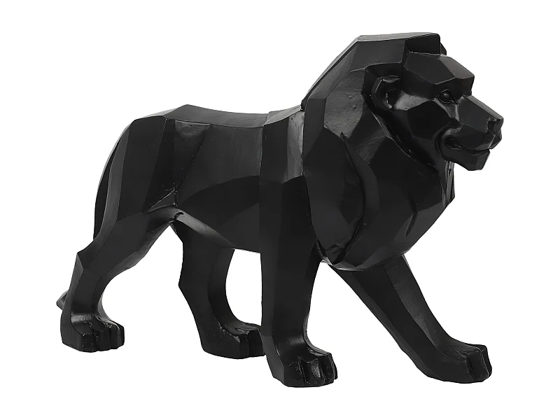 Statuette Déco "Lion Origami" 33cm Noir