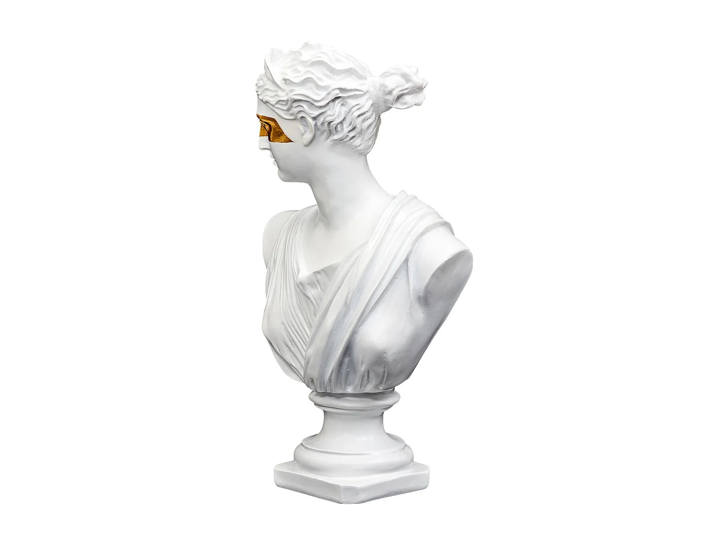 Statue Buste Masque Dore H31.5cm Blanc, Or