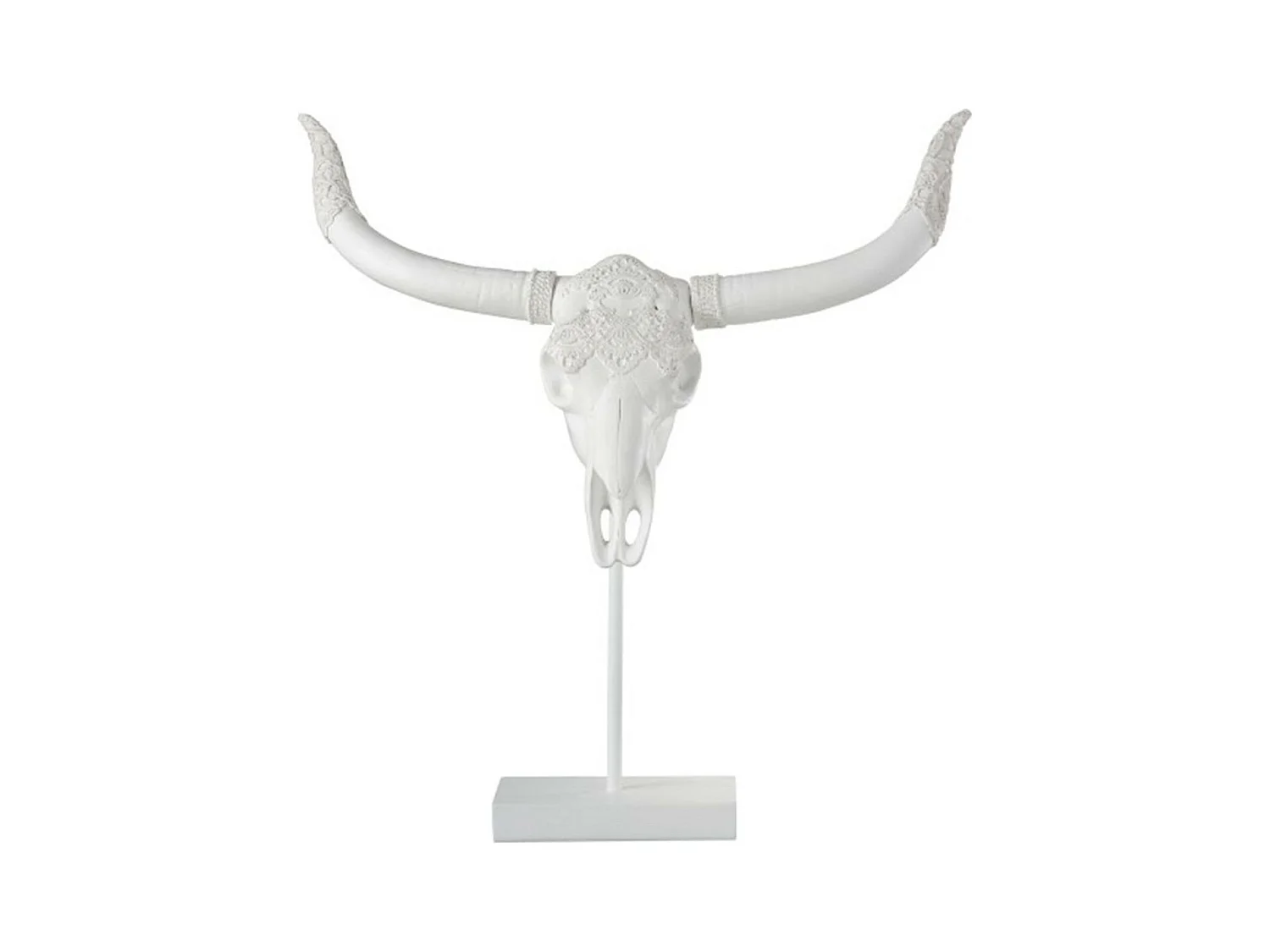 Statue Déco en Résine "Crane" 55cm Blanc