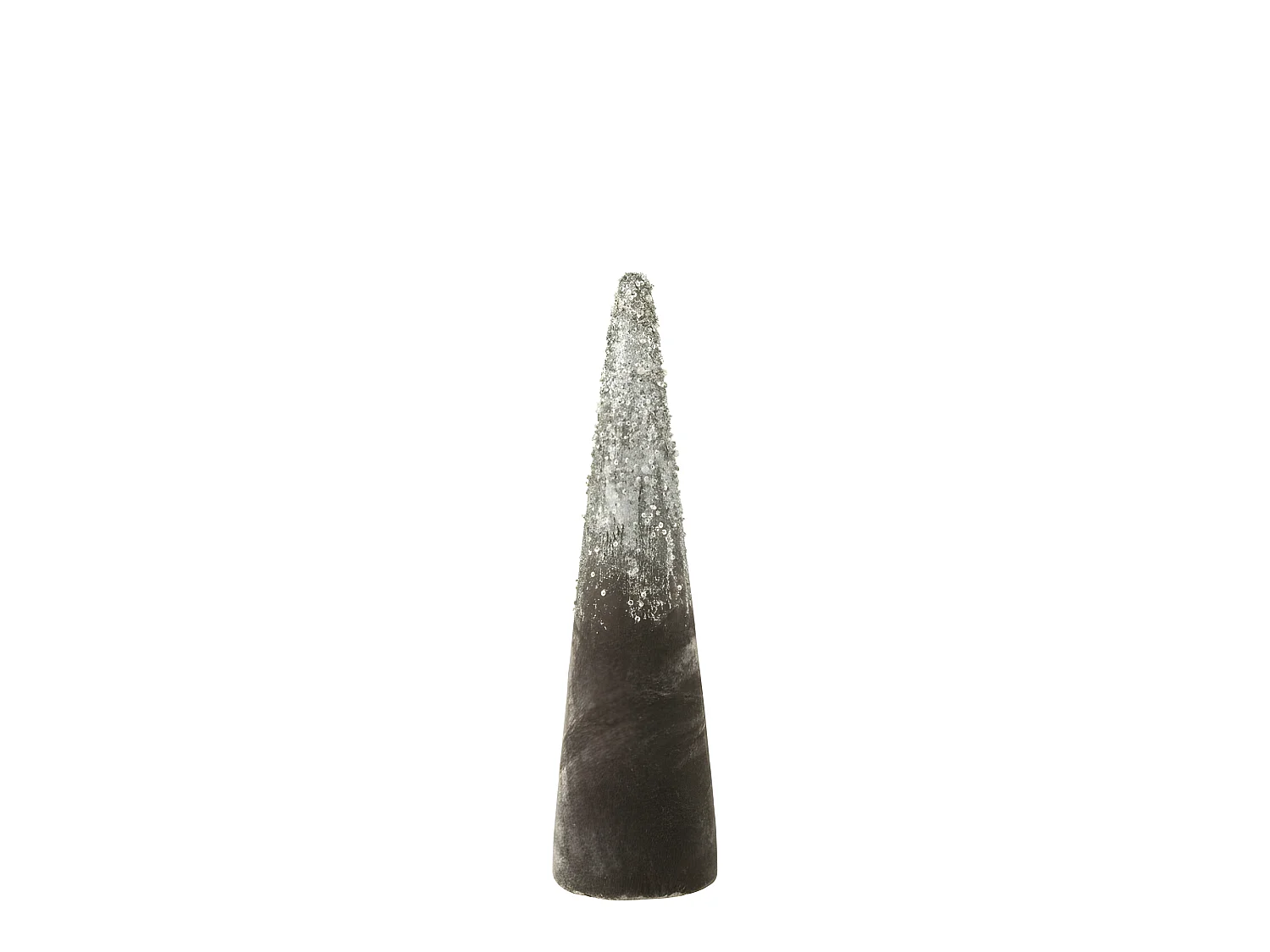 Cône Déco en Velours Design "Perles" 46cm Gris