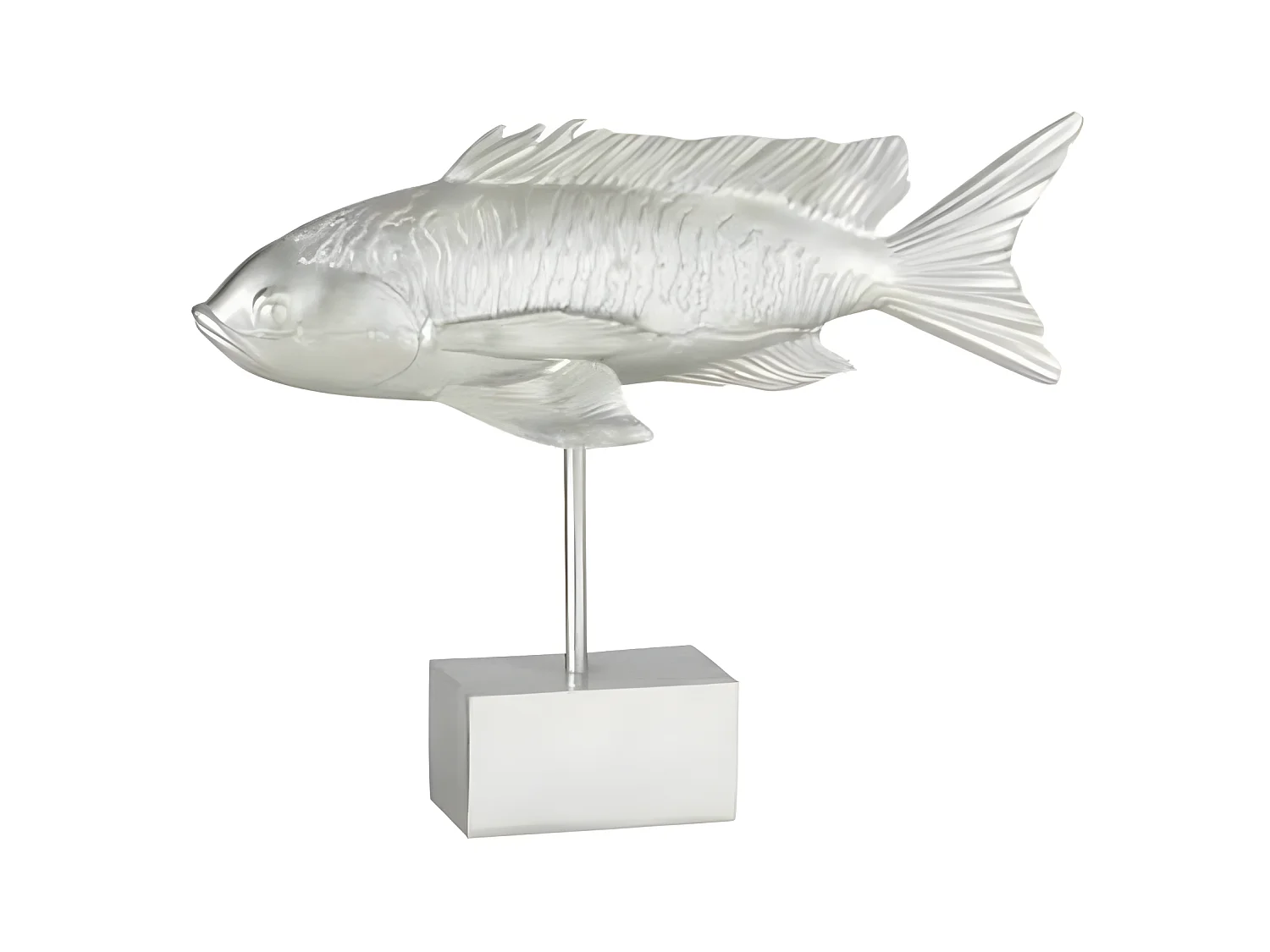 Statue Déco sur Pied "Poisson Long" 33cm Argent