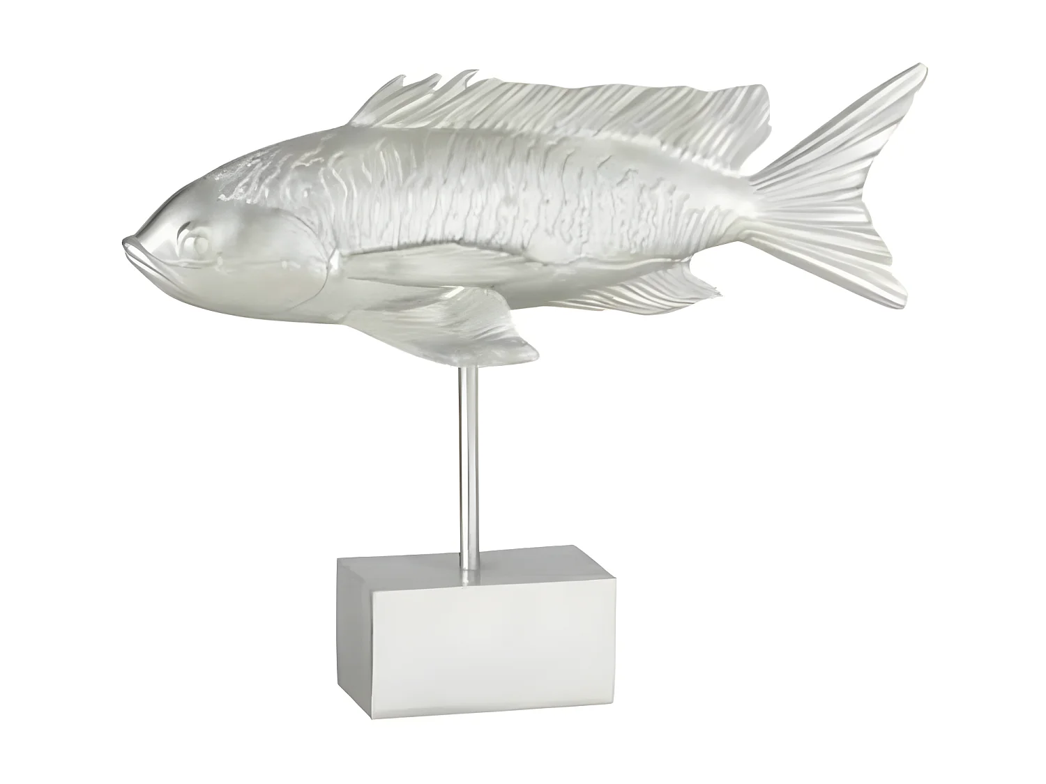 Statue Déco sur Pied "Poisson Long" 33cm Argent