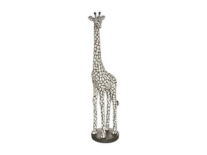 Statuette Déco "Girafe" 89cm Noir & Ivoire