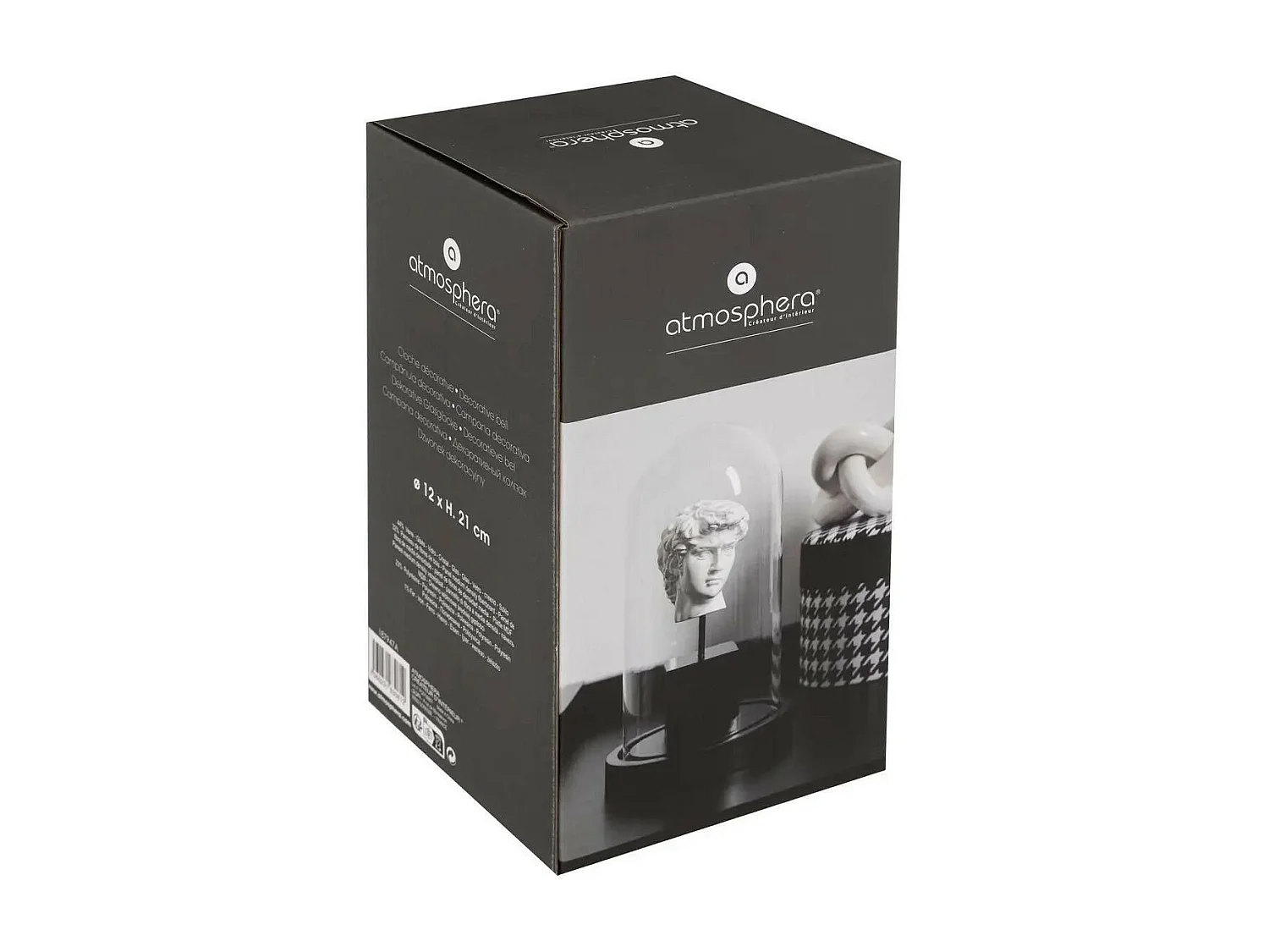 Cloche à Poser Déco "Sublima" 21cm Noir & Blanc