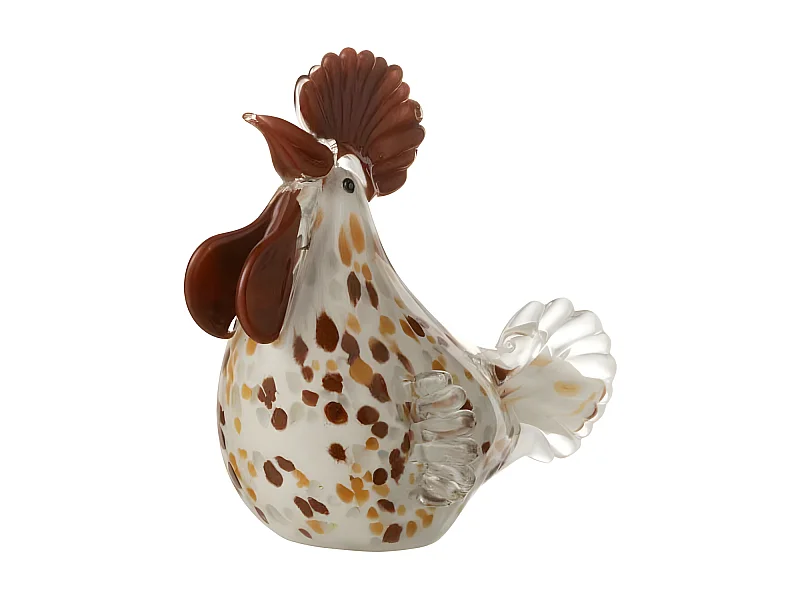 Presse-Papier "Poule à Pois" 15cm Blanc & Marron