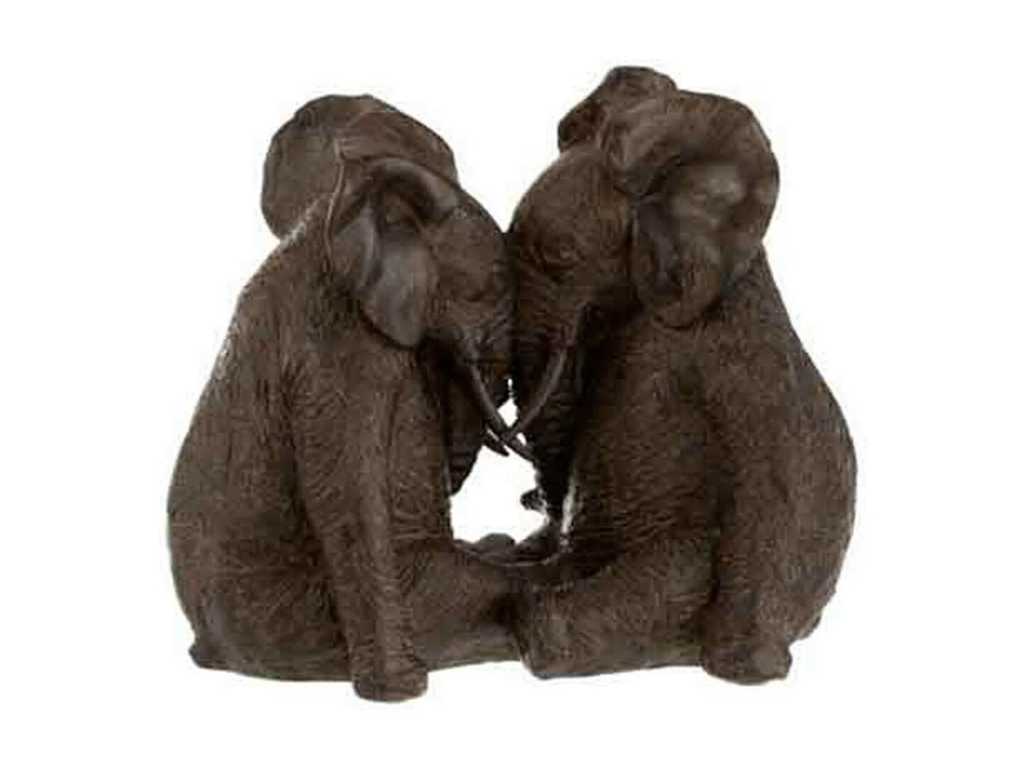 Statuette Déco "Couple d'Éléphants" 25cm Marron