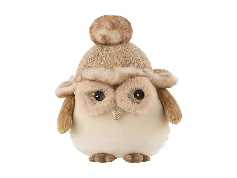 Gufo in tessuto beige 14,5x22x22 cm