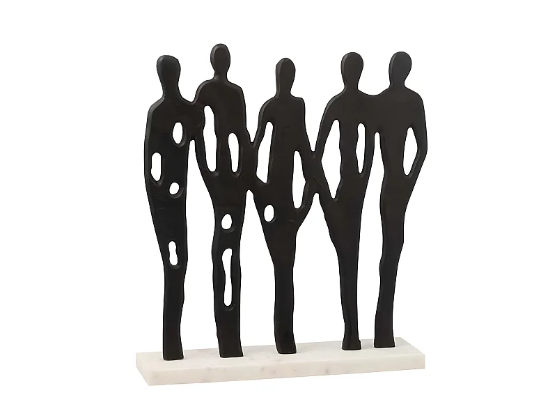 Statue Déco "5 Personnes" 41cm Noir