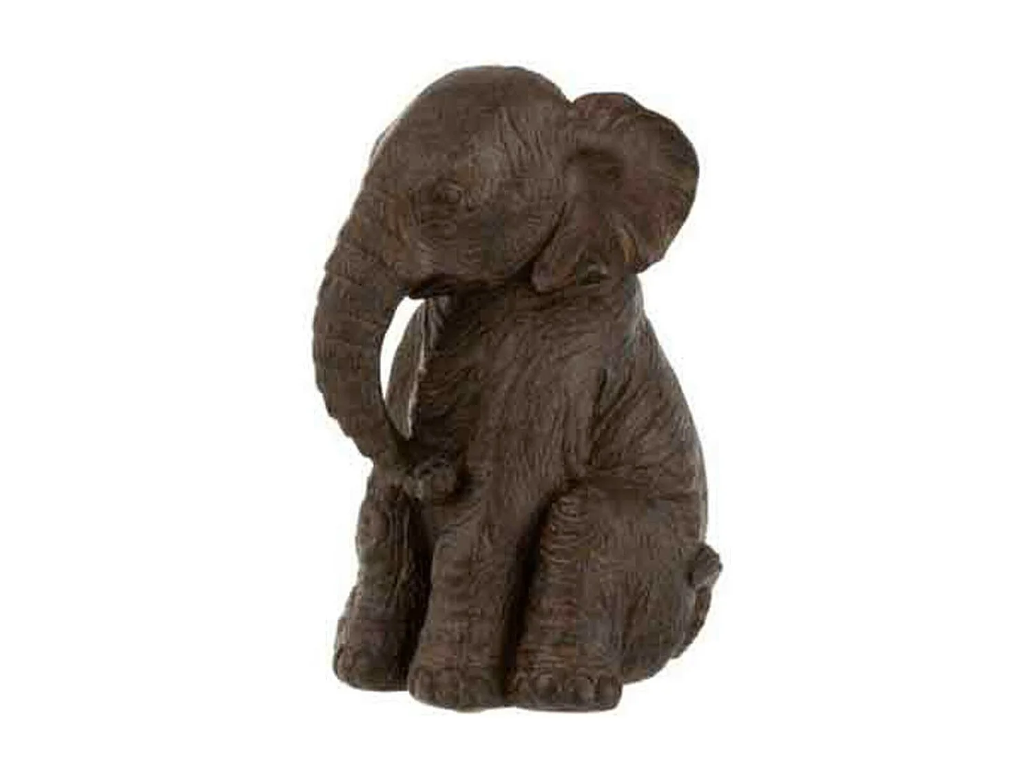 Statuette Déco "Éléphant Assis" 23cm Marron