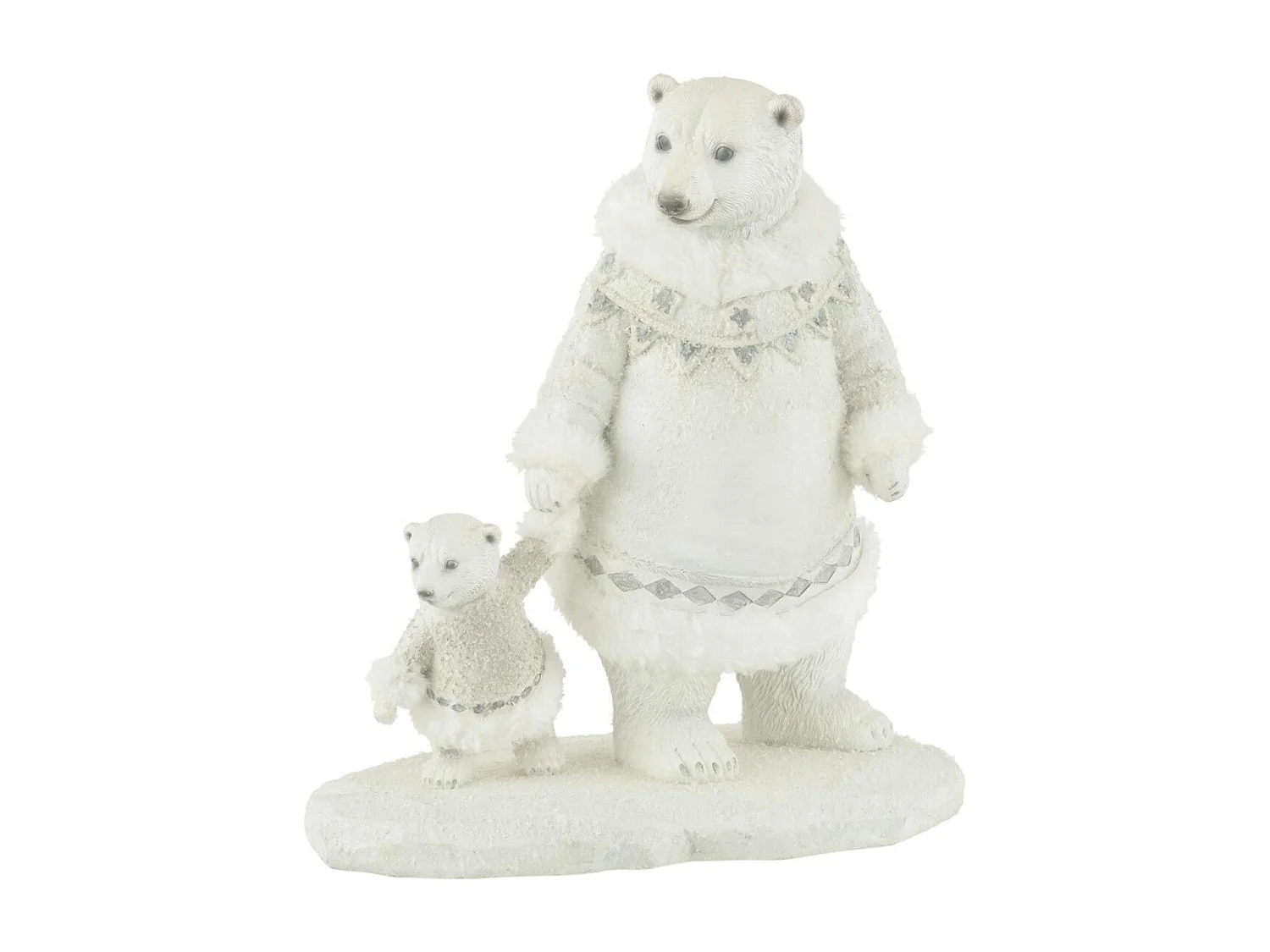 Statuette Déco "Ours Polaire Main" 25cm Blanc