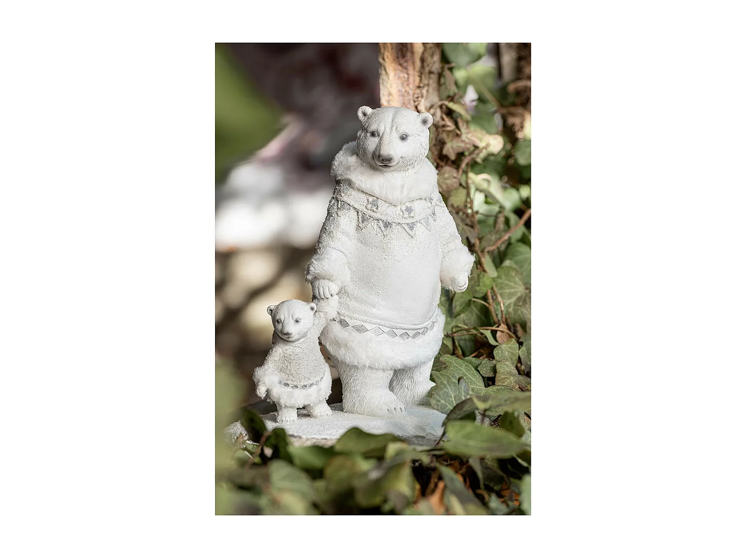 Statuette Déco "Ours Polaire Main" 25cm Blanc