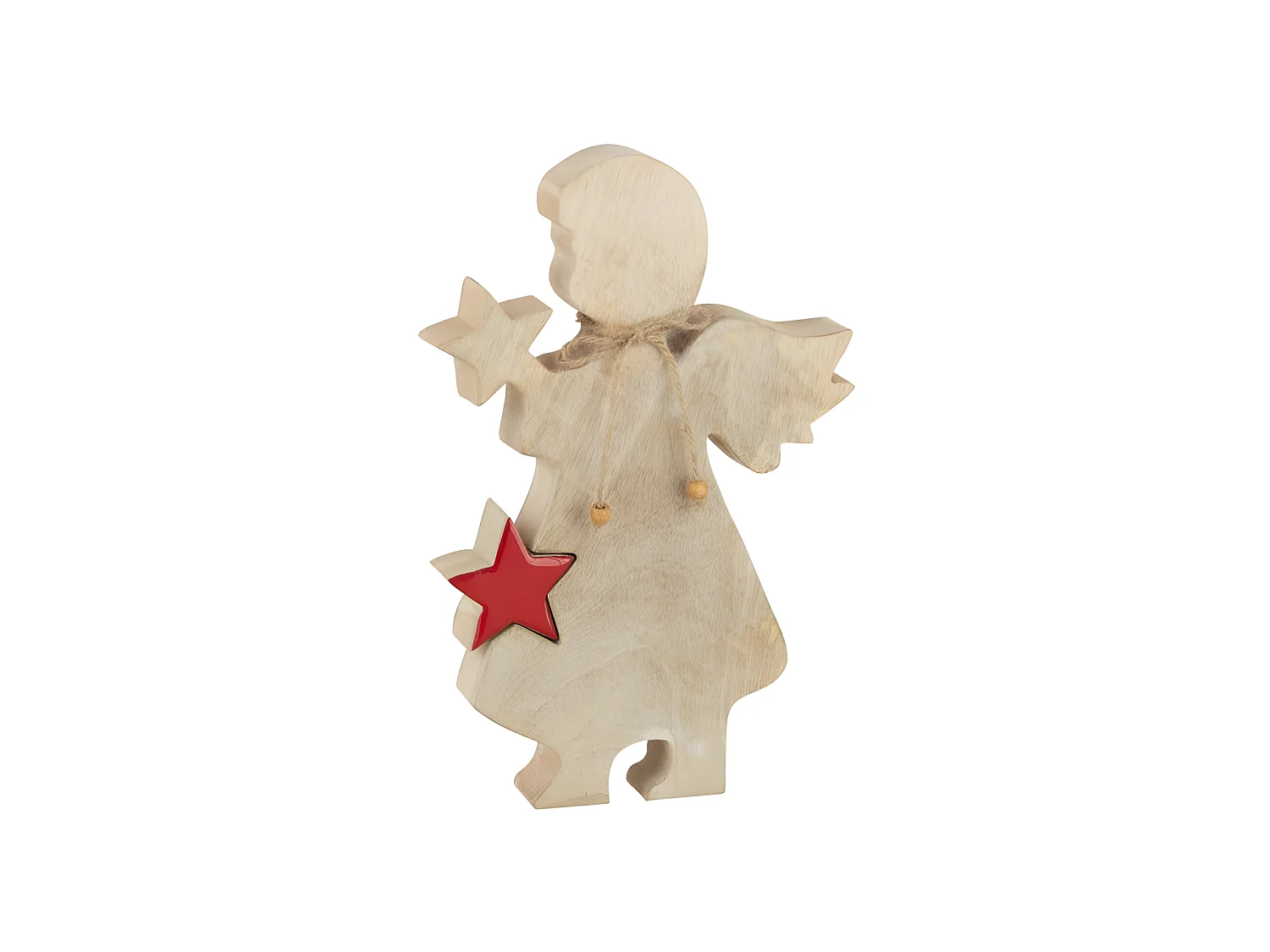 Statuette Déco en Bois "Ange Étoile" 29cm Rouge