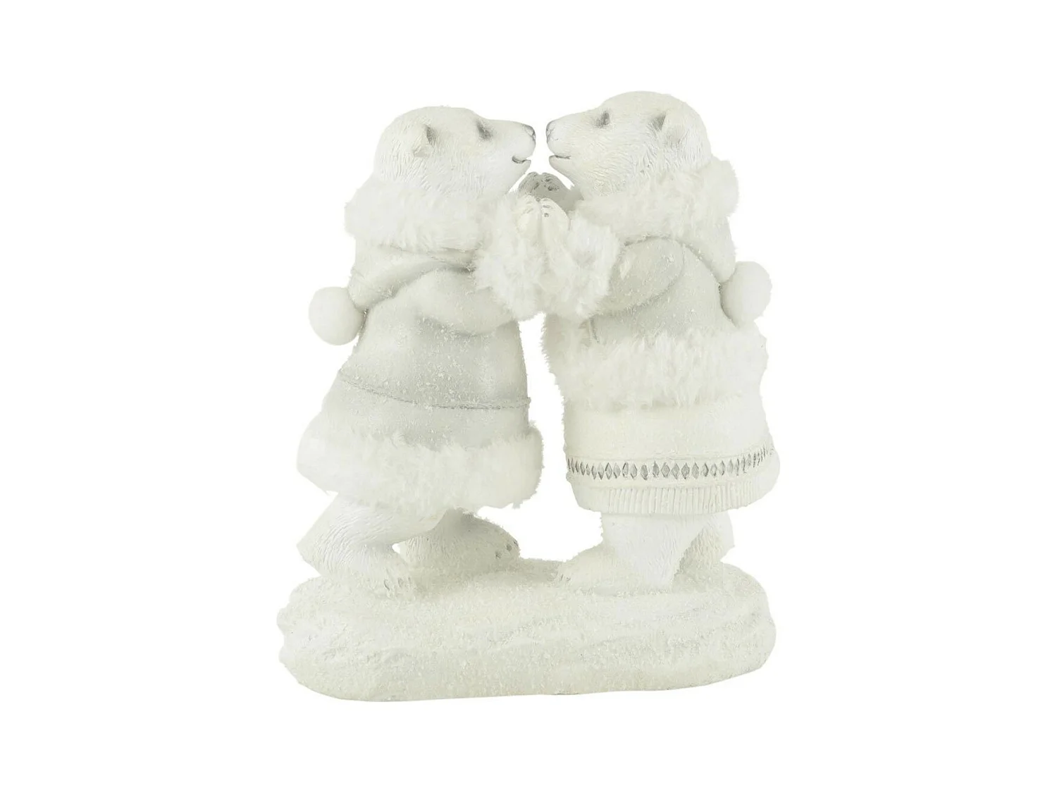 Statuette Déco "Ours Polaire Couple" 20cm Blanc