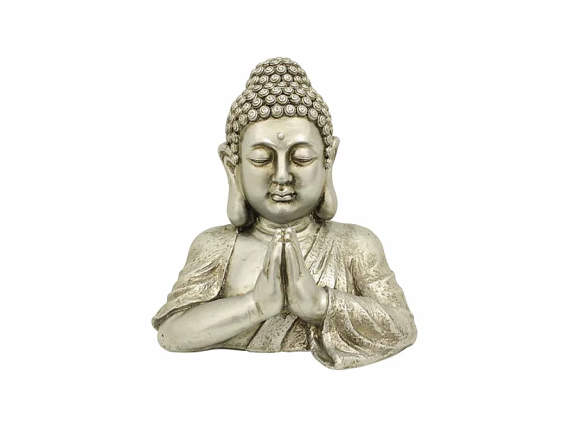 Statue Déco Bouddha "Buste" 40cm Argent
