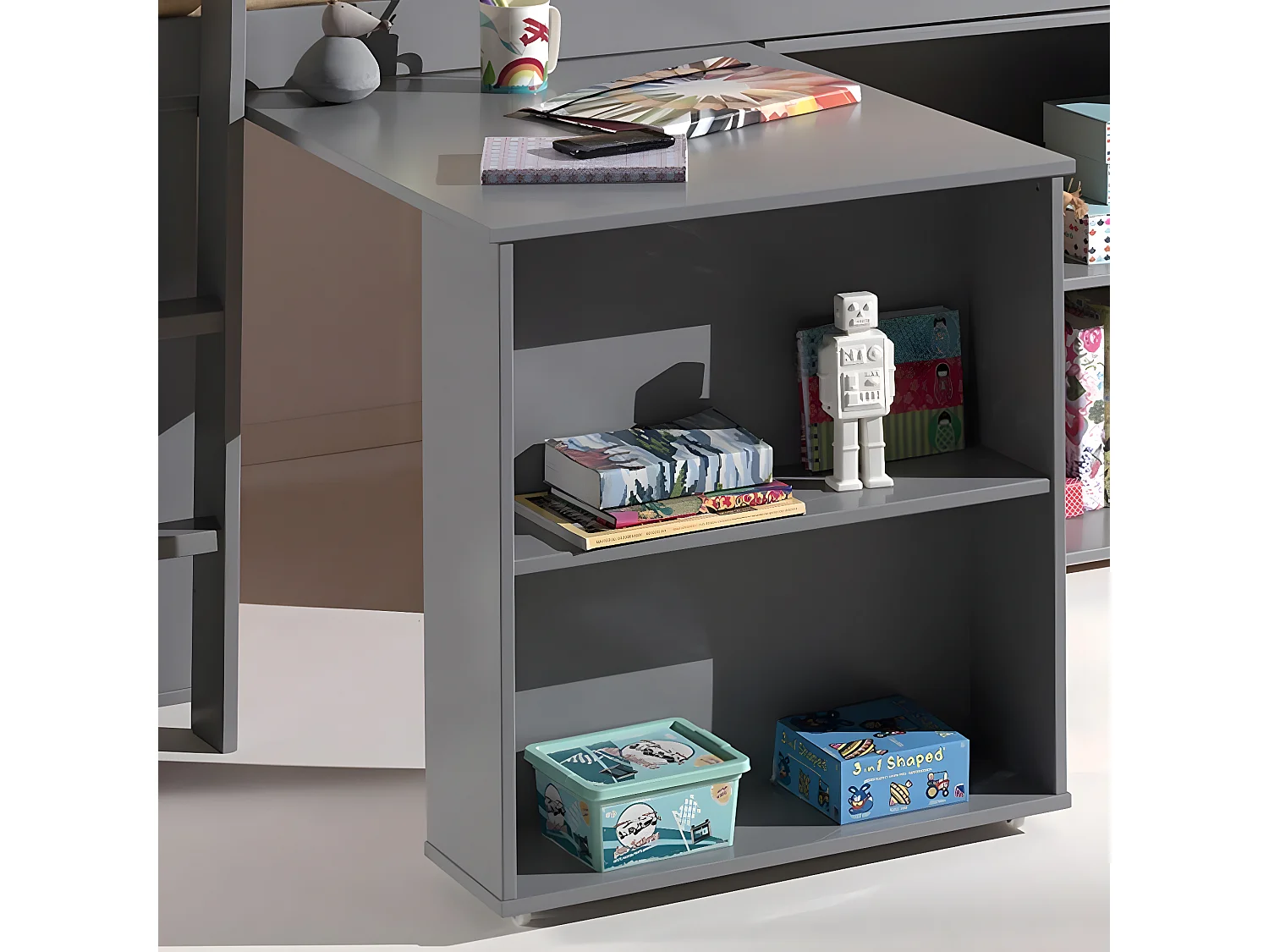 Bureau de Lit Enfant Surélevé "Pino" 94cm Gris