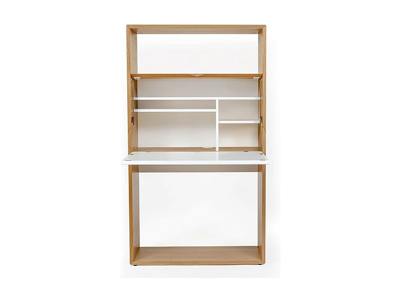Bureau Secrétaire Design "Loma" 157cm Blanc & Chêne