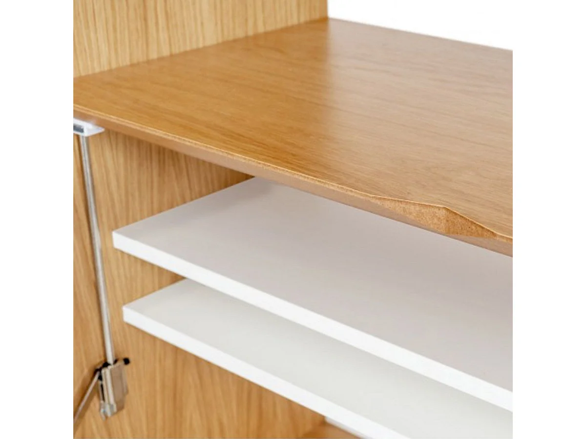 Bureau Secrétaire Design "Loma" 157cm Blanc & Chêne