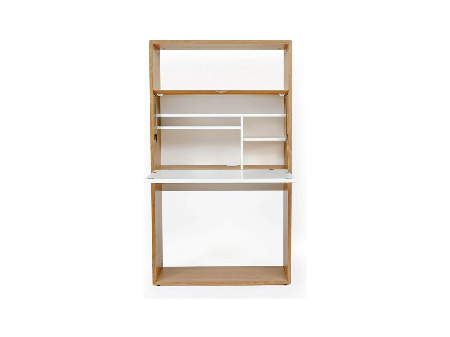 Bureau Secrétaire Design "Loma" 157cm Blanc & Chêne