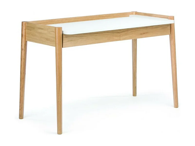 Bureau 2 Tiroirs "Feldbach" 126cm Chêne & Blanc
