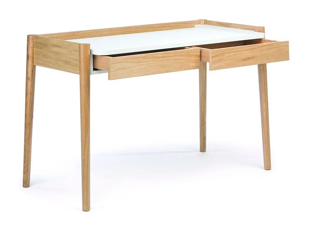 Bureau 2 Tiroirs "Feldbach" 126cm Chêne & Blanc