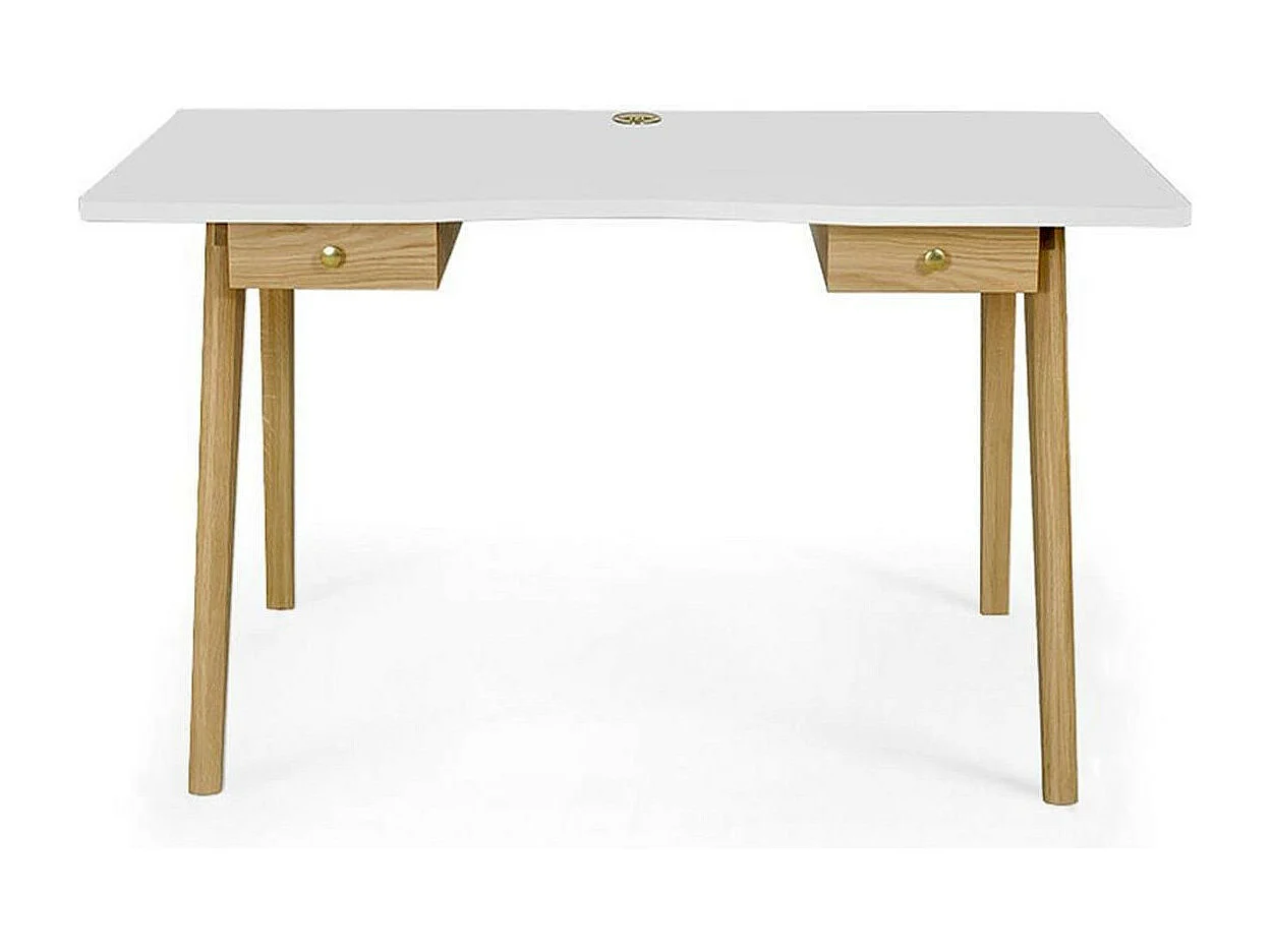 Bureau Design 2 Tiroirs "Nice" 140cm Chêne & Blanc