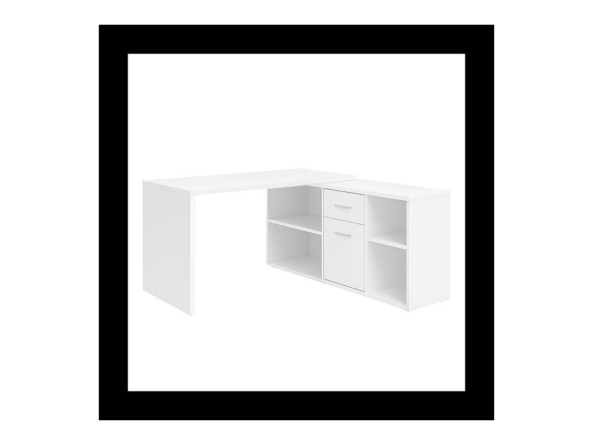 Bureau d'Angle Modulable avec Caisson, Tiroir et Étagères de Rangements - Lex