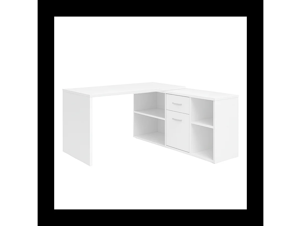 Bureau d'Angle Modulable avec Caisson, Tiroir et Étagères de Rangements - Lex