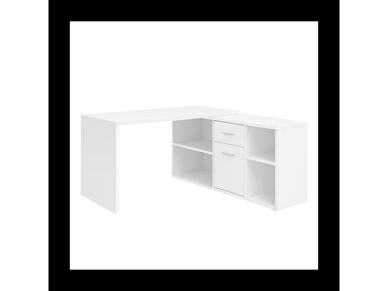 Bureau d'Angle Modulable avec Caisson, Tiroir et Étagères de Rangements - Lex