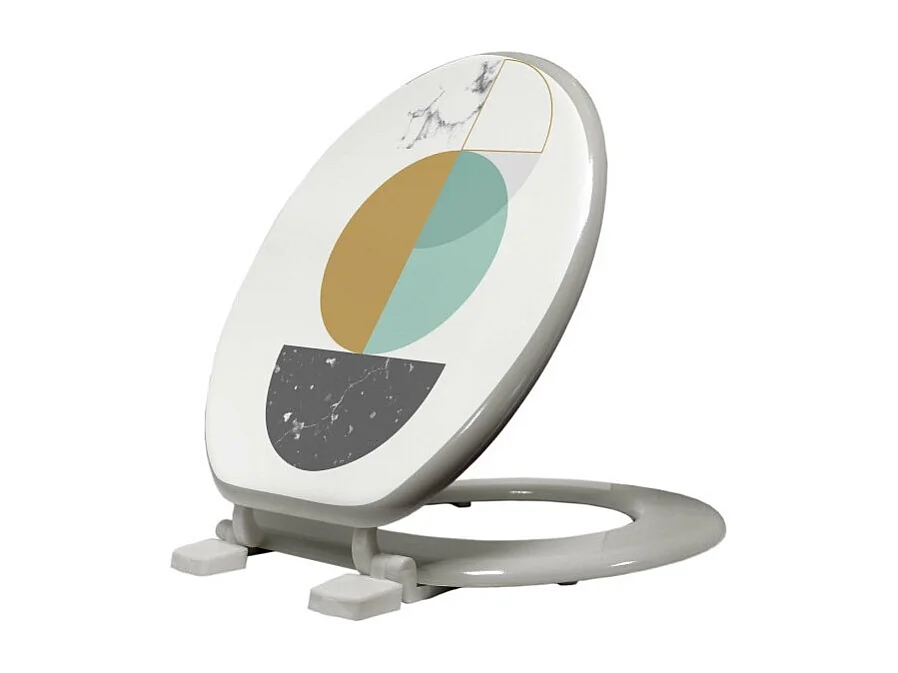 Abattant WC Imprimé "Geomarbre" 47cm Bleu