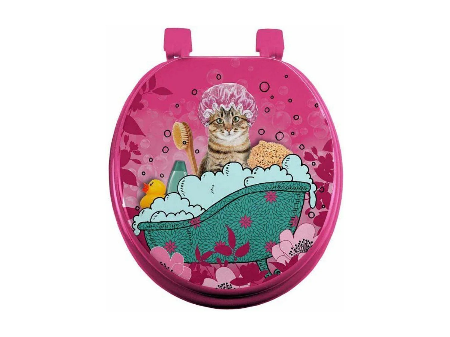 Abattant WC Imprimé "Chatibulle" 47cm Rose