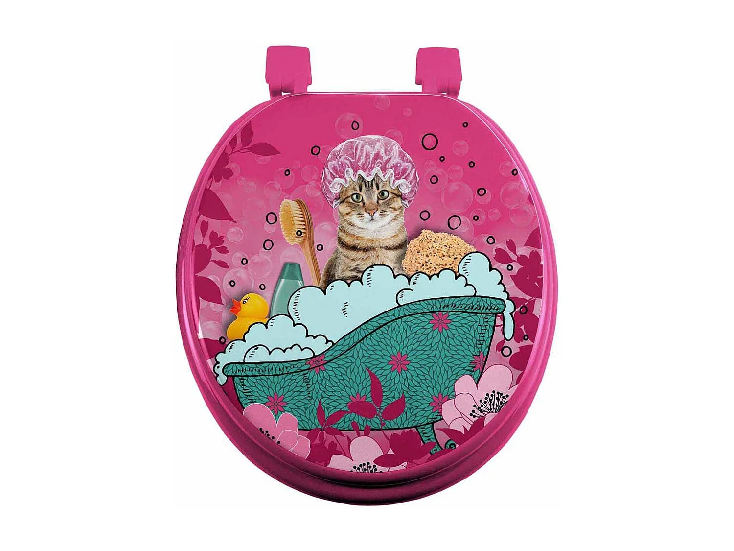 Abattant WC Imprimé "Chatibulle" 47cm Rose