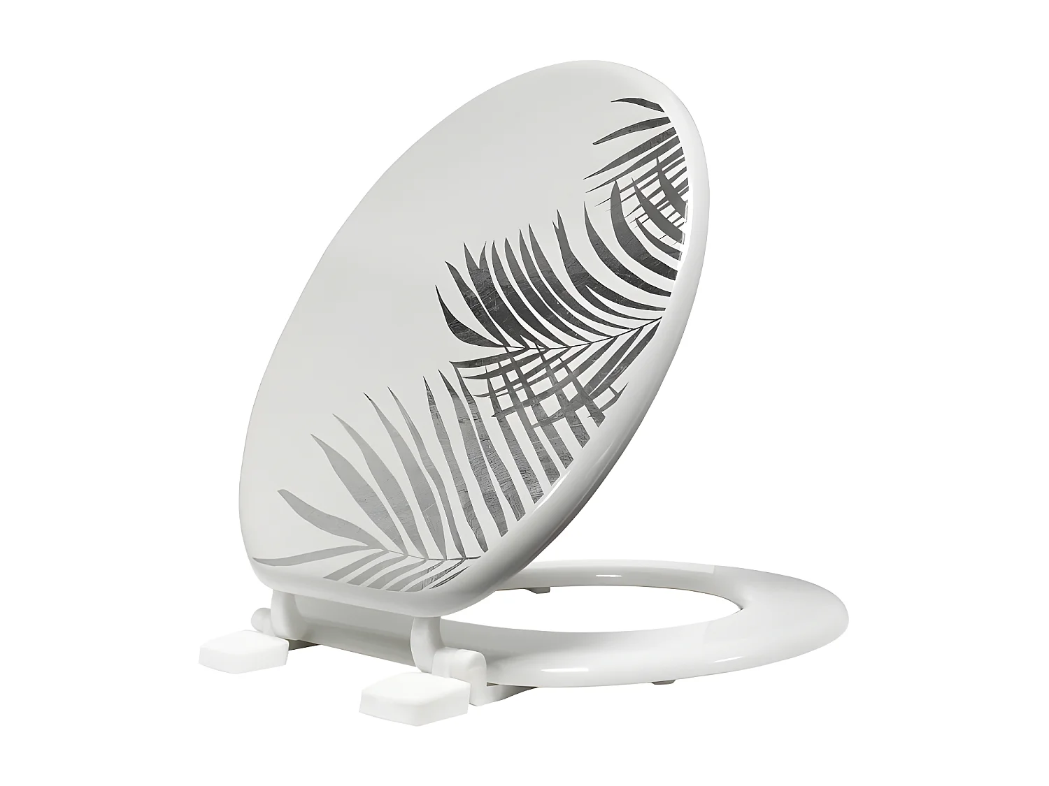 Abattant WC Imprimé "Orbella" 47cm Blanc & Argent