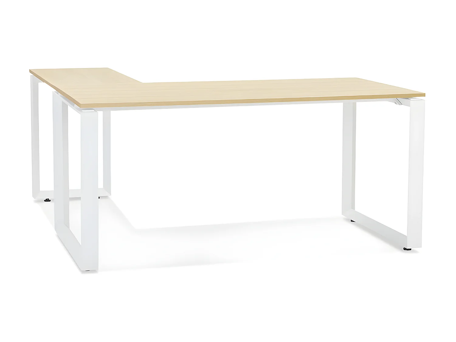Bureau d'Angle Design "Abigano" 170cm Naturel & Blanc