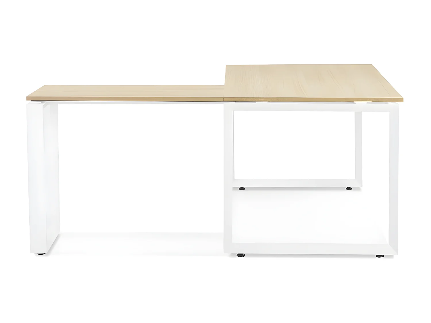 Bureau d'Angle Design "Abigano" 170cm Naturel & Blanc