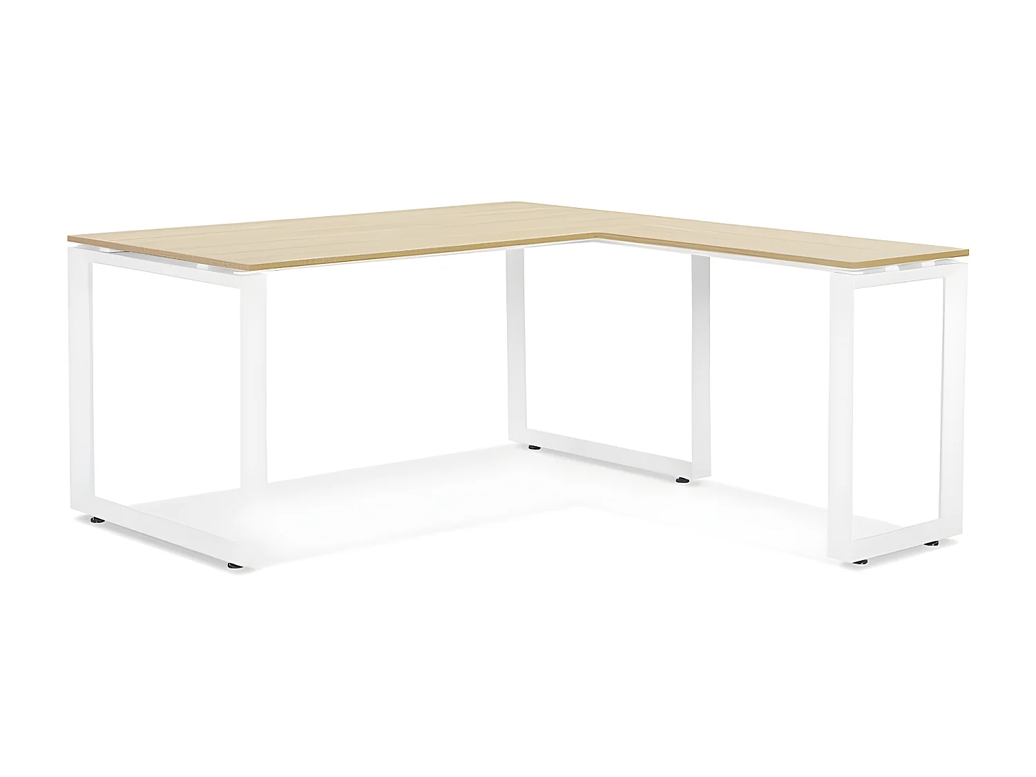 Bureau d'Angle Design "Abigano" 170cm Naturel & Blanc