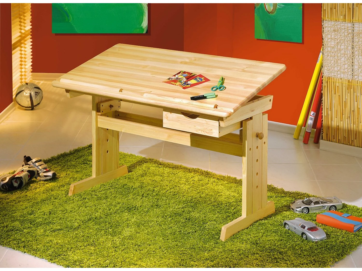 Bureau Enfant Inclinable "School" 109cm Naturel