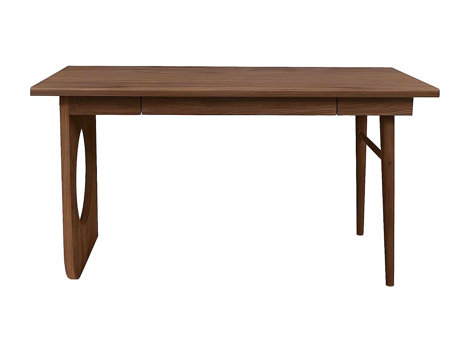 Bureau 1 Tiroir Design "Bau" 140cm Noyer