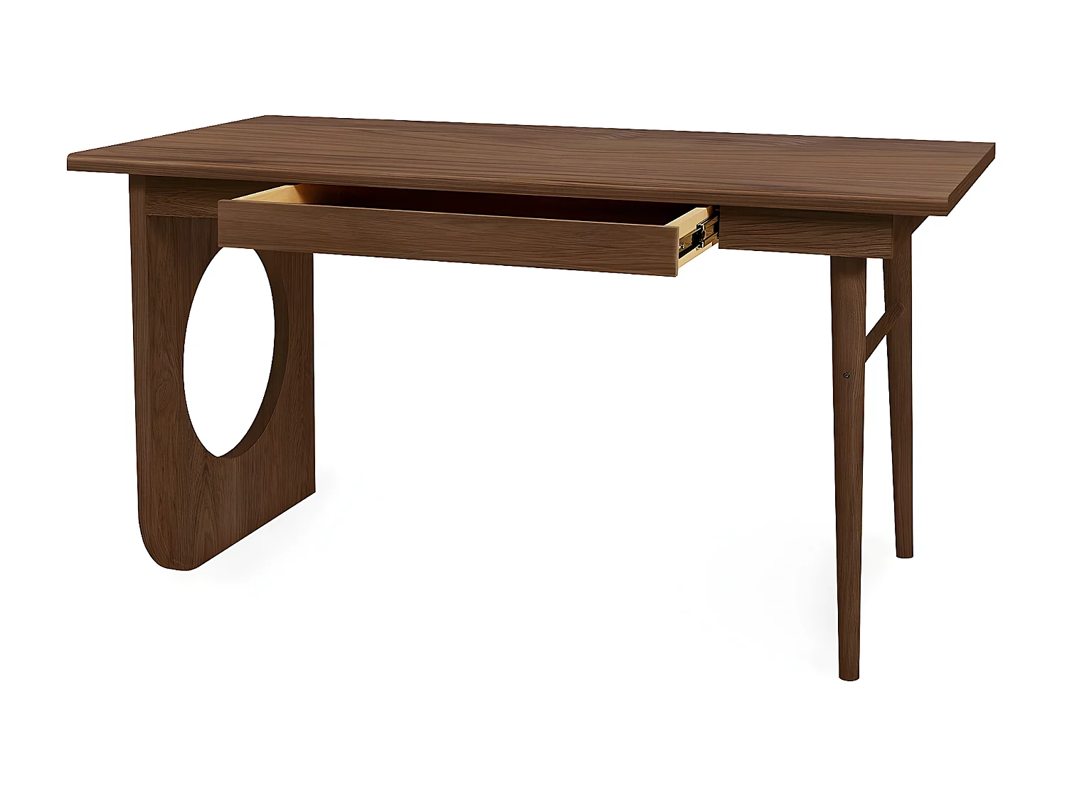Bureau 1 Tiroir Design "Bau" 140cm Noyer